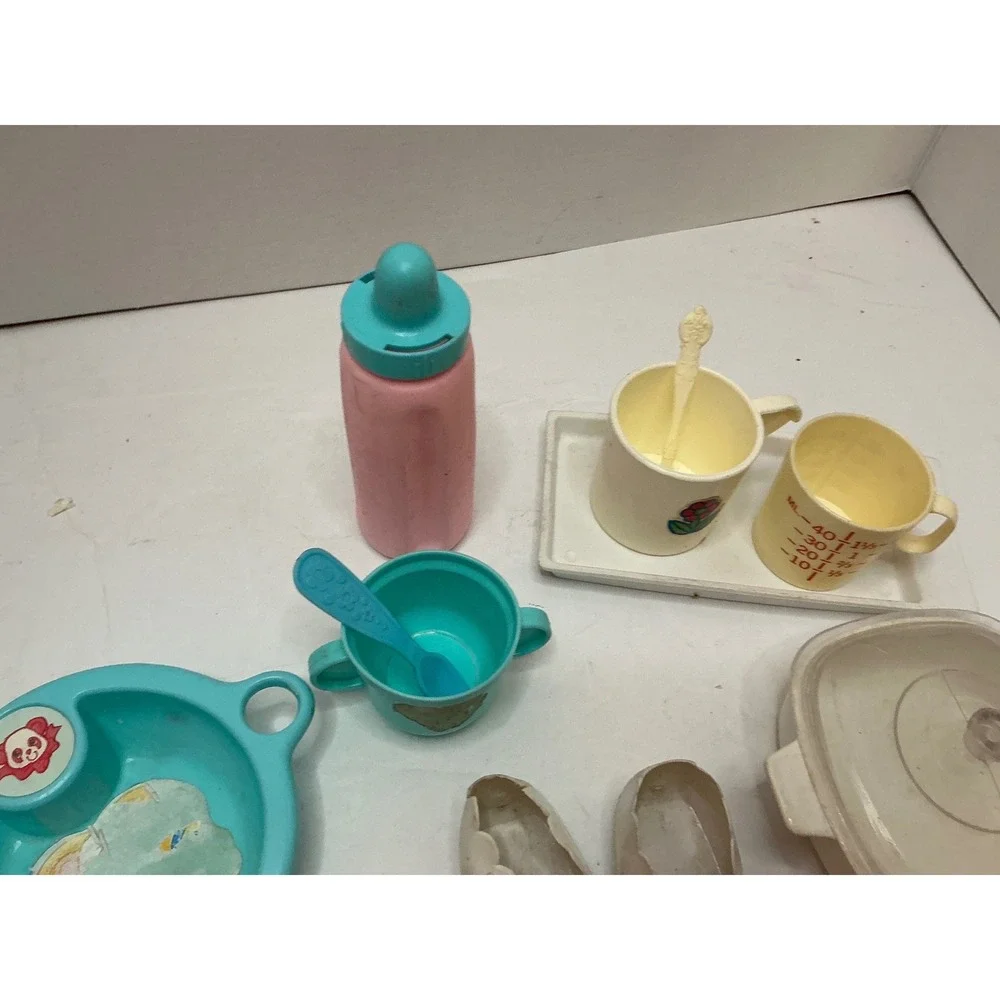 Mattel Shillman Vintage 80s Doll Accessories Toy Kitchen Feeding Lot Mixed‎ Set